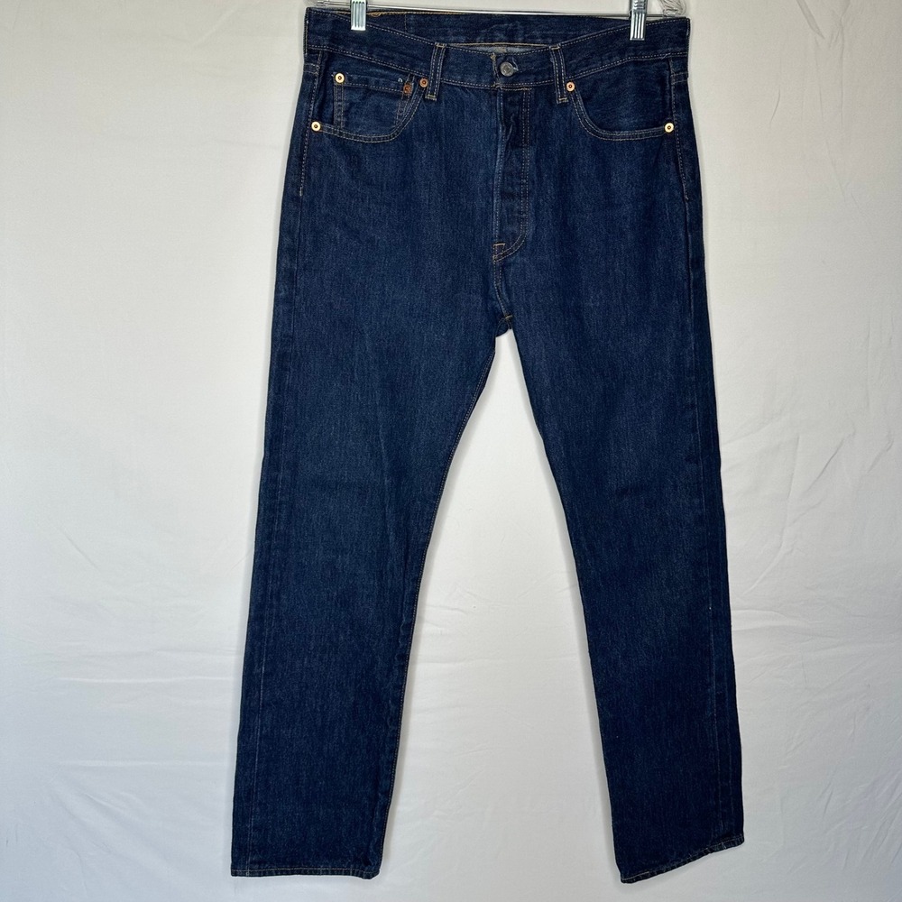 Levis 501 Original Fit Mens Dark Indigo Straight Leg Button Fly Jeans 33x30